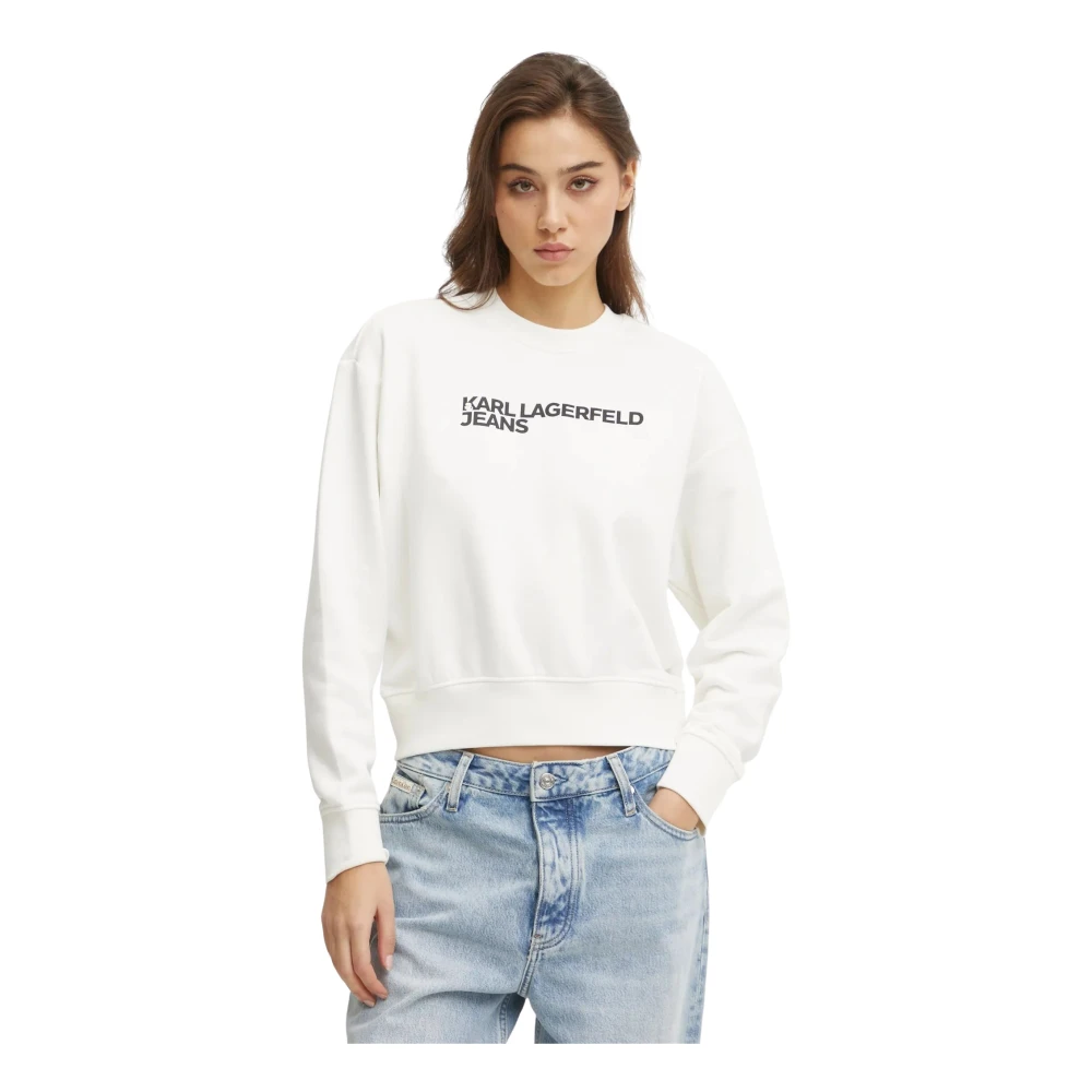Karl Lagerfeld Jeans Damen Regular Essential Logo Sweatshirt Weiß M - Bild 2