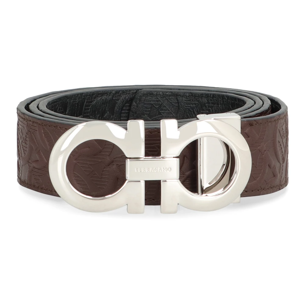 Ferragamo Men's Brown Belts, 105 Cm, Gancini Reversible Leather Belt