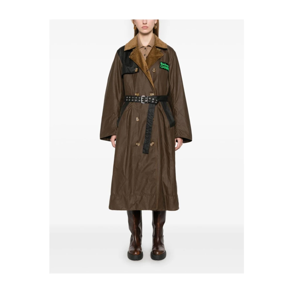 Barbour Bruine Wax Trenchcoat met Suède Kraag Brown Dames