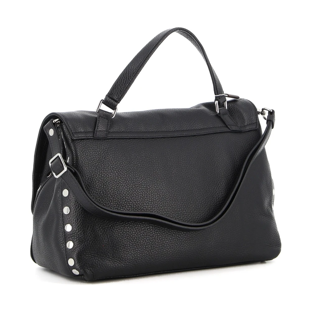 Zanellato Zwarte leren draagtas met twist-lock Black Dames