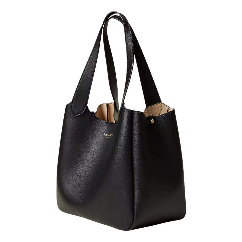 Twinset Forever Shopper Tas Zwart Leer Black Dames