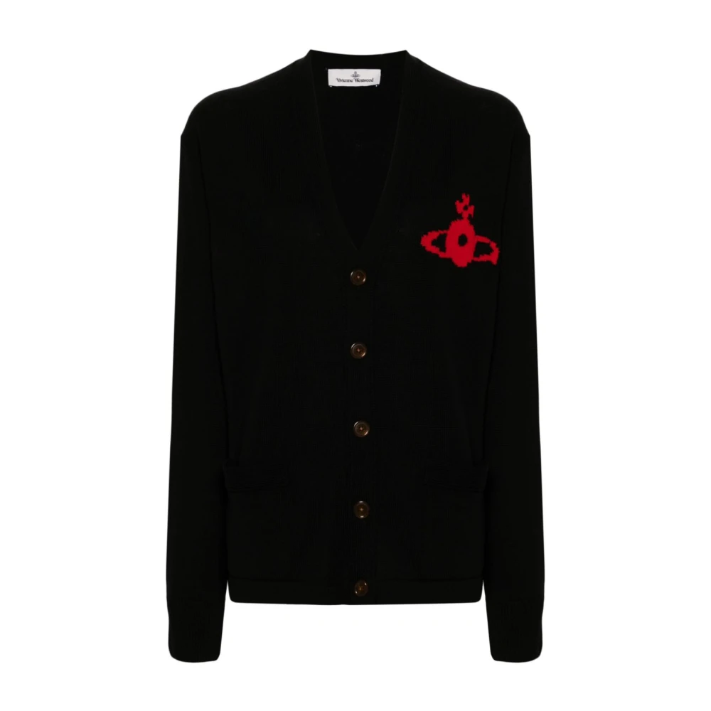 Vivienne Westwood Svart Stickad Tröja med Orb Logo Black, Herr