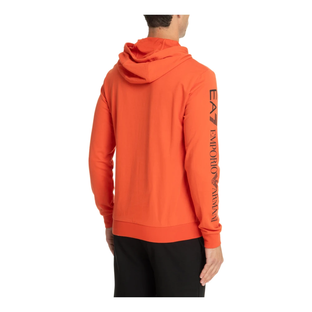 Emporio Armani EA7 Trekkoord Patroon Logo Zak Hoodie Orange Heren