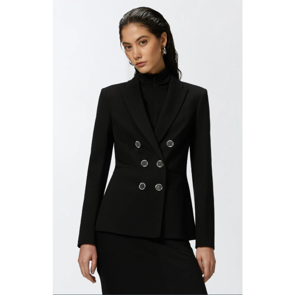 pinko Dubbelrijige blazerjas zwart Black Dames