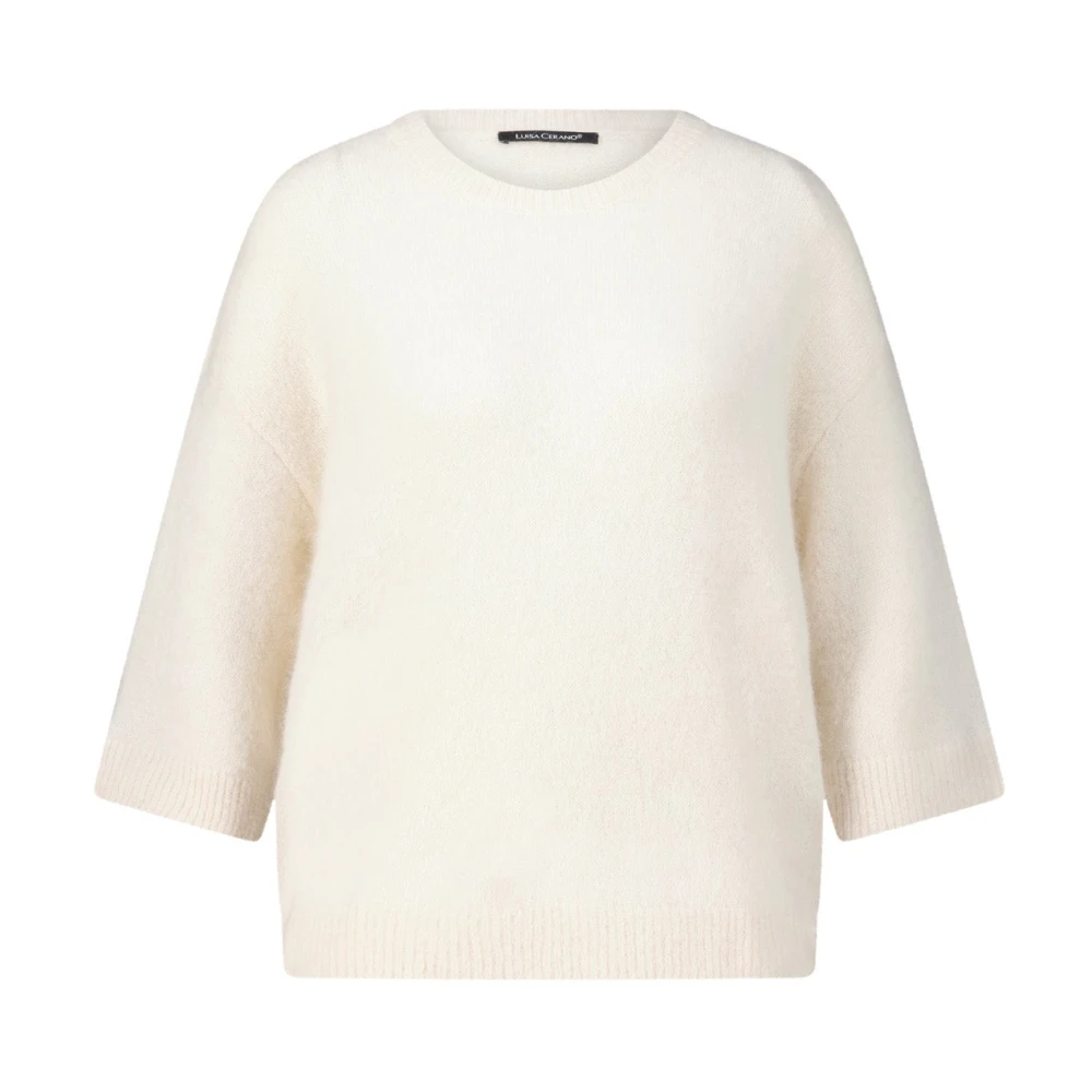 LUISA CERANO Alpaca Short Sleeve Sweater White Dames
