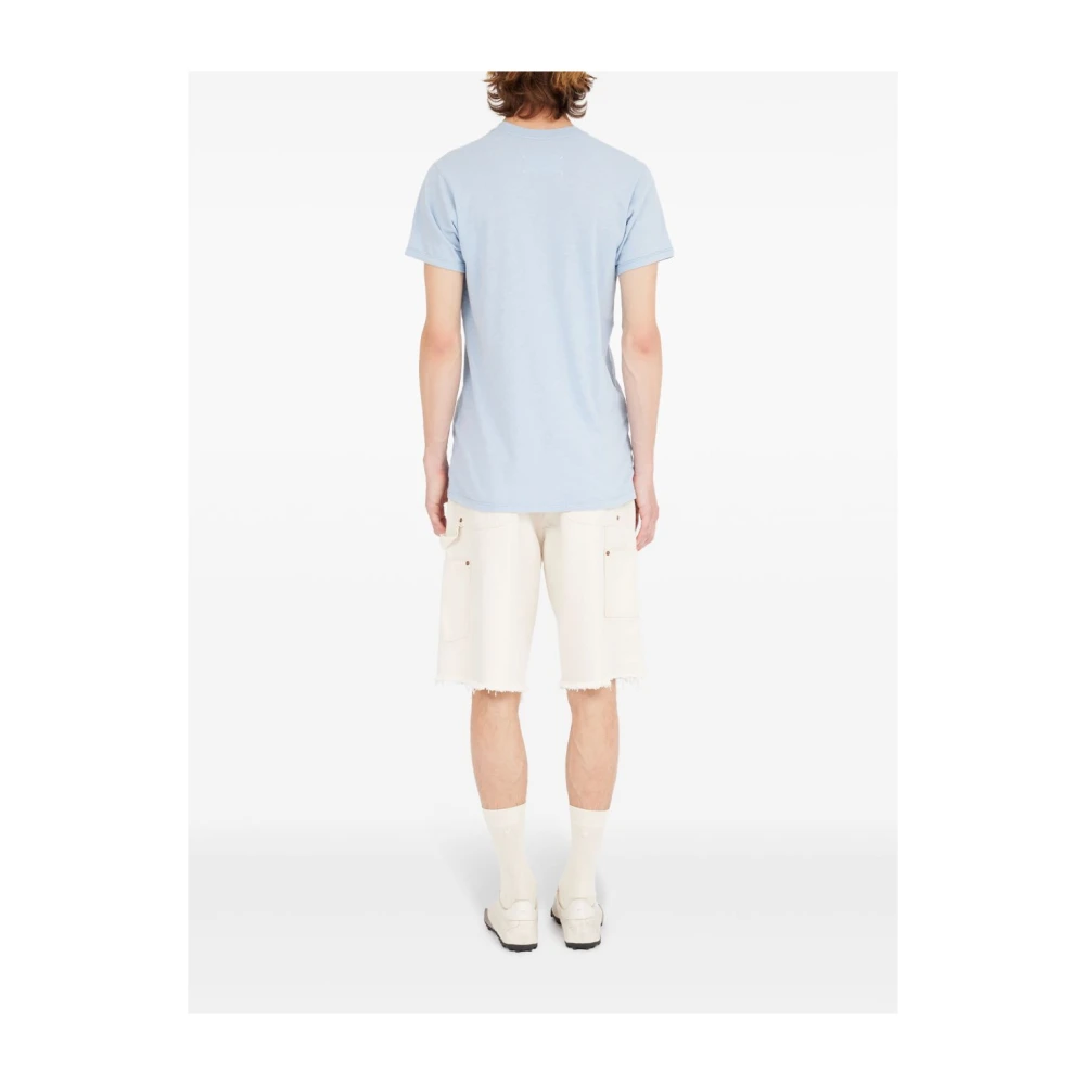 Maison Margiela Blauw Nummers Motief Ronde Hals T-shirt Blue Heren