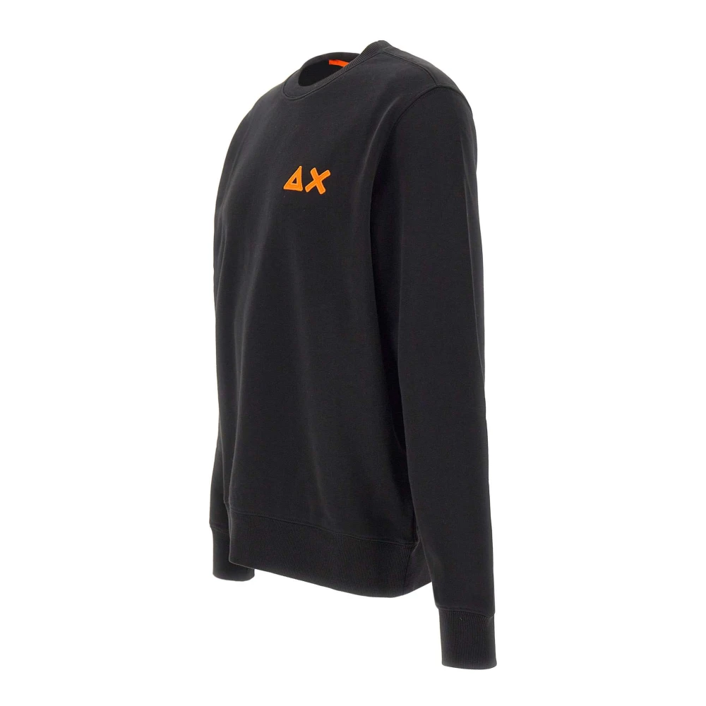 Sun68 Zwarte Katoenen Sweatshirt met Oranje Piping Black Heren