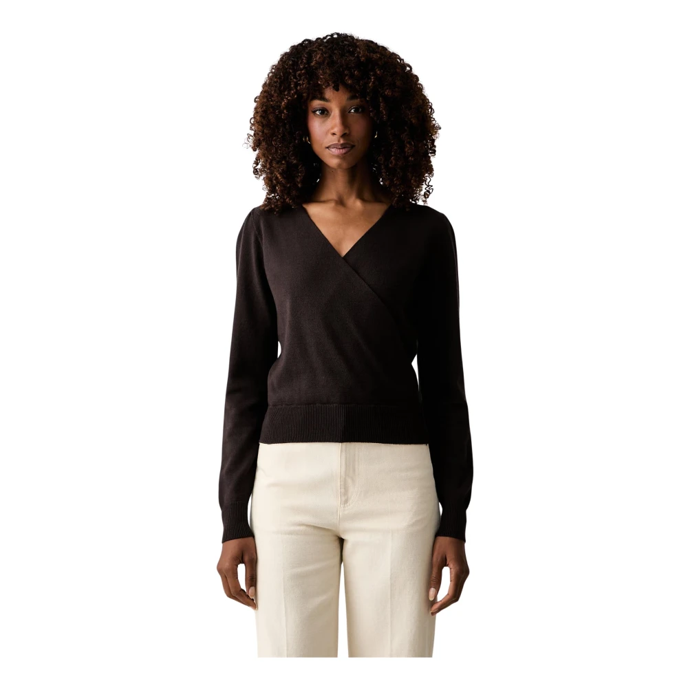 Twinset Donna Marrone - Maglia In Misto Viscosa Con Incrocio - Knitwear - M - Immagine 5