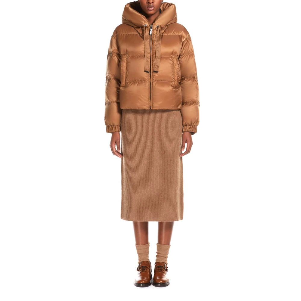 Max Mara Bruine Gewatteerde Donsjas Brown Dames