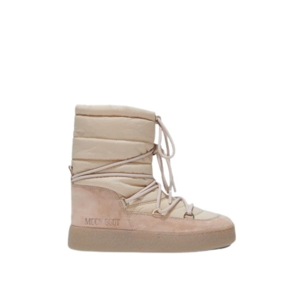 Moon Boot Women's Beige Ltrack Suede And Nylon Boots