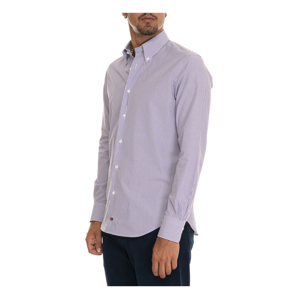 Càrrel Gestreept Button-Down Casual Overhemd Purple Heren