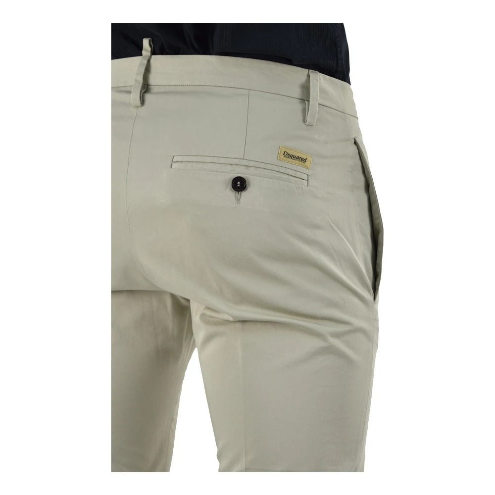 Dsquared2 Beige Katoenen Geknoopte Chino`s voor Heren Beige Heren