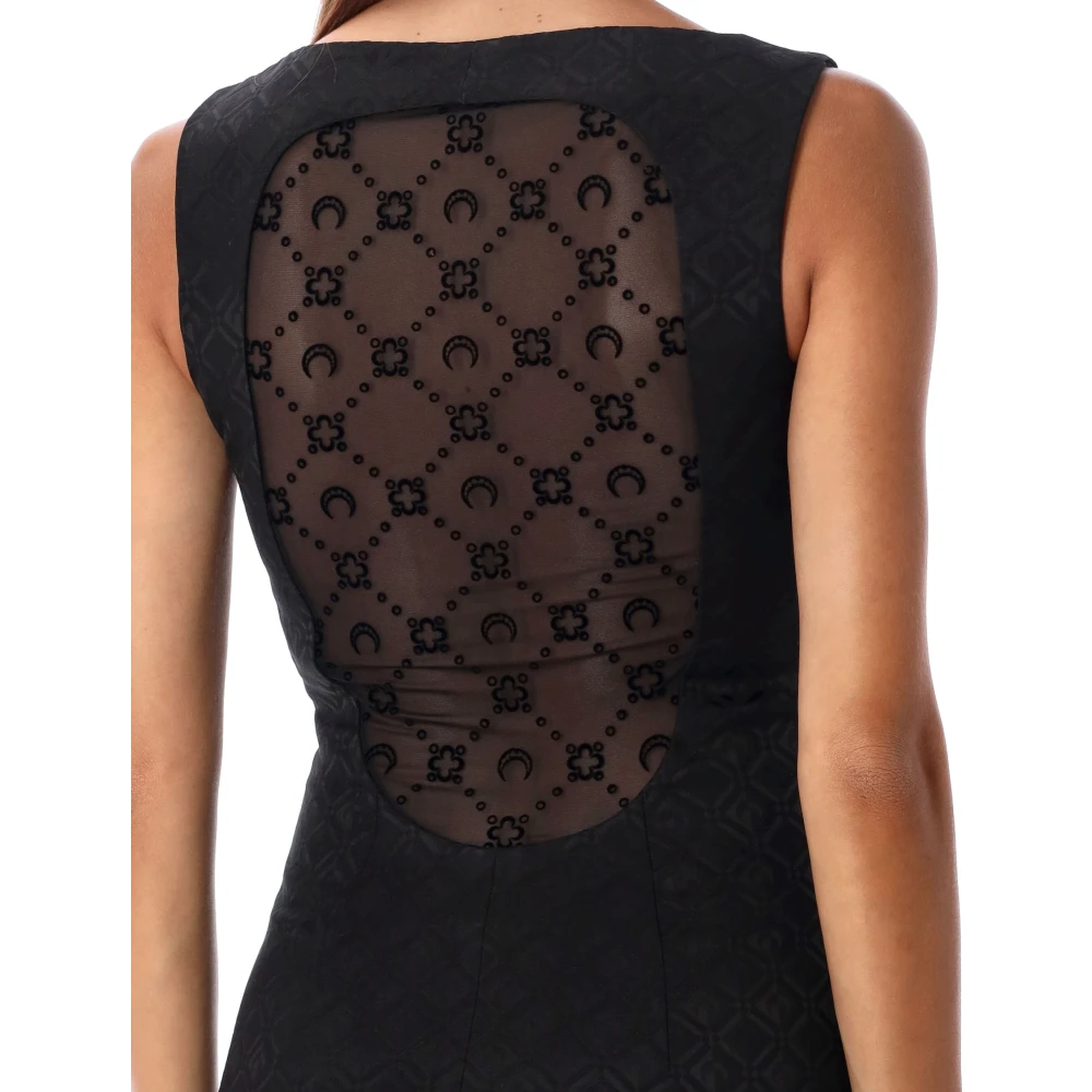 Marine Serre Maan Diamant Jacquard Mini Jurk Zwart Black Dames