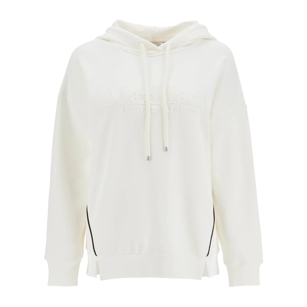 Max Mara Contrast Piping Boxy Hoodie White Dames