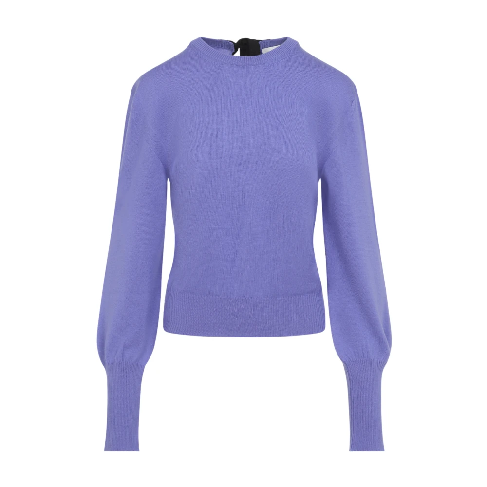 Lanvin Women's Purple Wool T-Shirt Sweater With Grosgrain Detail