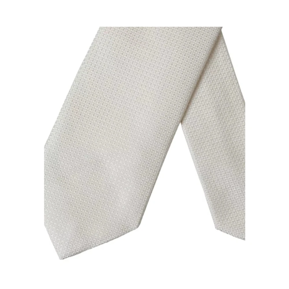 Dolce & Gabbana Klassieke Zijden Stropdas met Logodetails White Heren