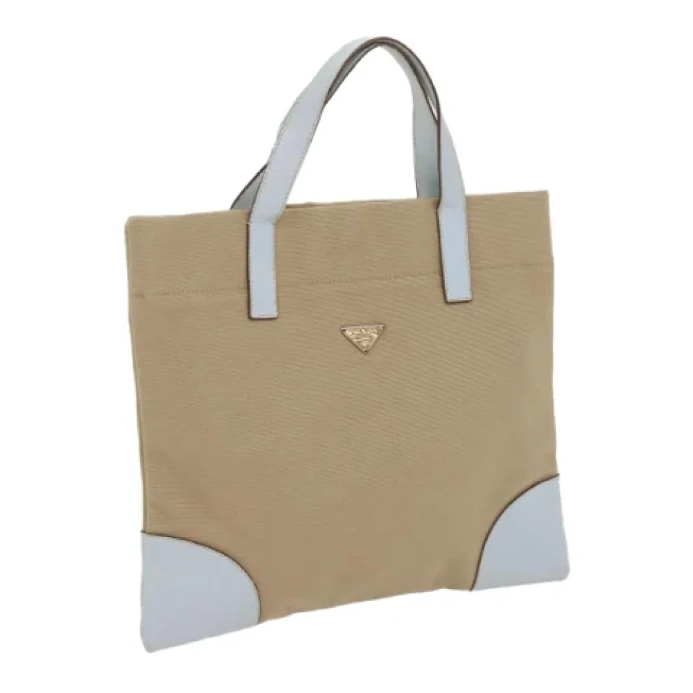 Prada Vintage Pre-owned Canvas handbags Beige Heren