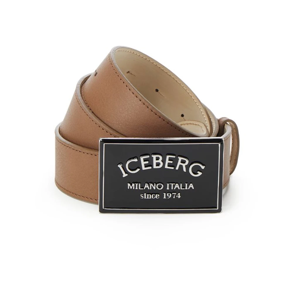 Iceberg Nappa leren riem met ICB Milano Italia gesp Brown Heren