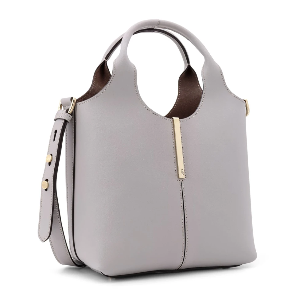TOD'S Leren handtas met metalen detail Gray Dames