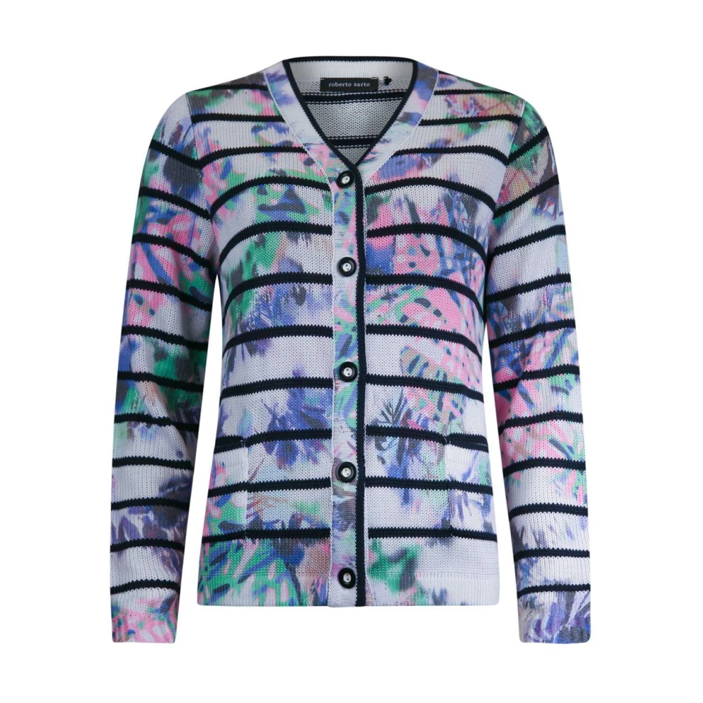 Roberto sarto V-hals Cardigan met Mix Print Multicolor Dames