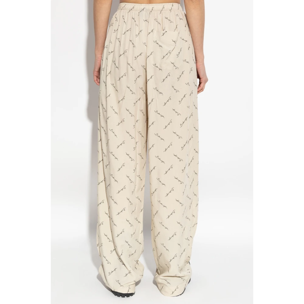 Balenciaga Broek met logo Beige Dames