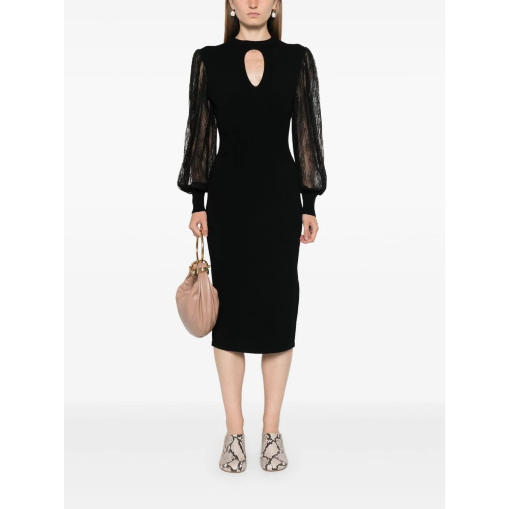 Twinset Zwart Kant Panel Jurk Black Dames