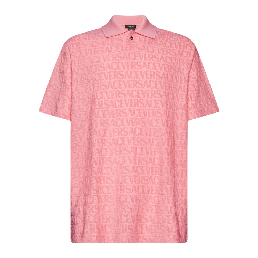 Versace Stijlvolle Sponge Short Sleeve Tops Pink Heren