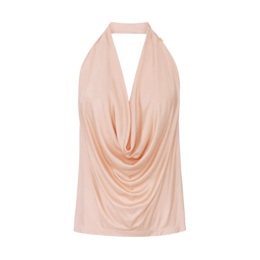 Elisabetta Franchi Women's Pink Sleeveless Tops, Xs, Halterneck Draped Top