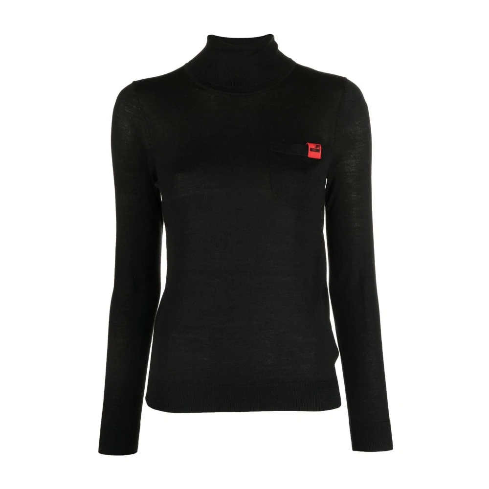 Love Moschino Casual Zwarte Wol Acryl Trui Black Dames