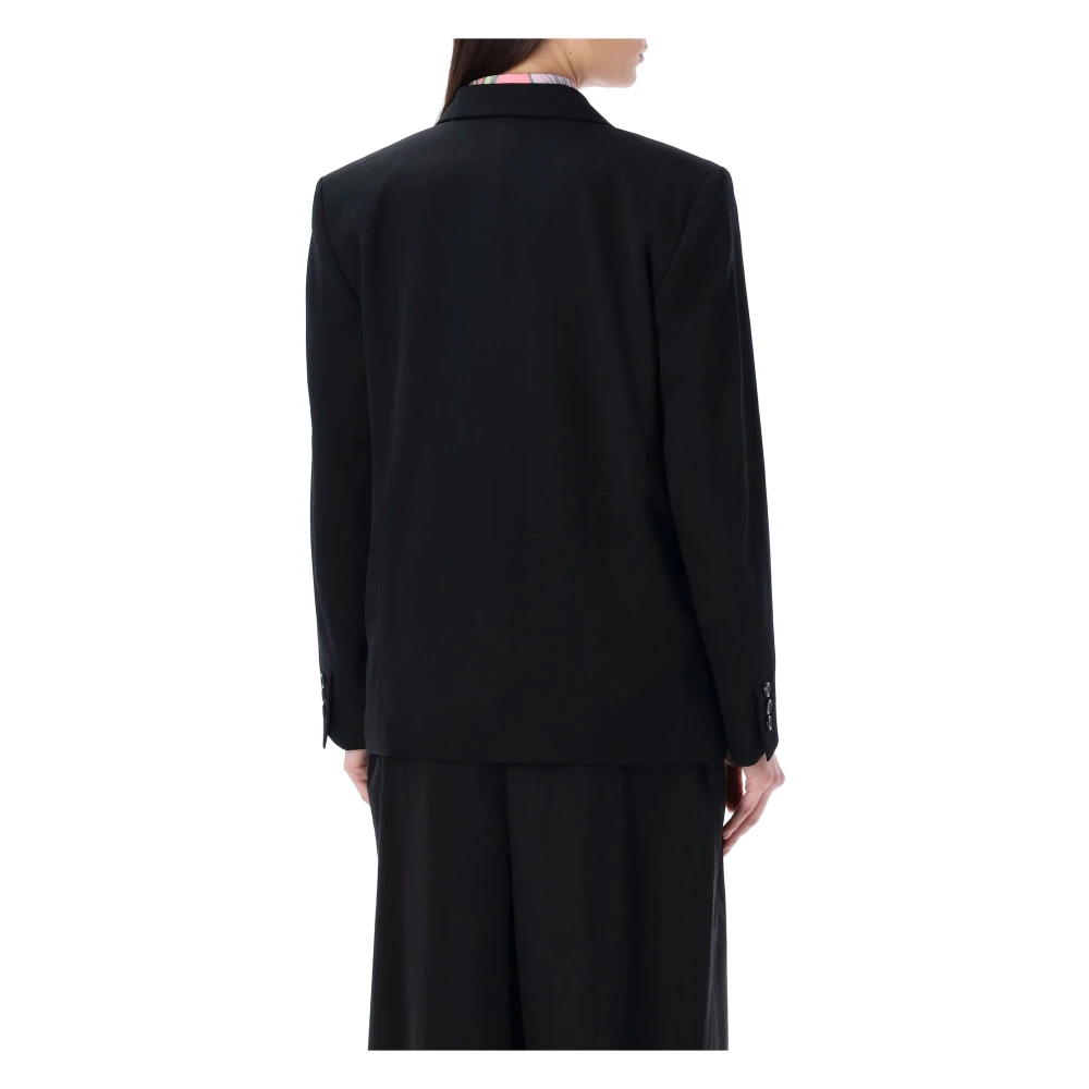 Comme des Garçons Zwarte Bloemen Ruffle Blazer Jas Black Dames