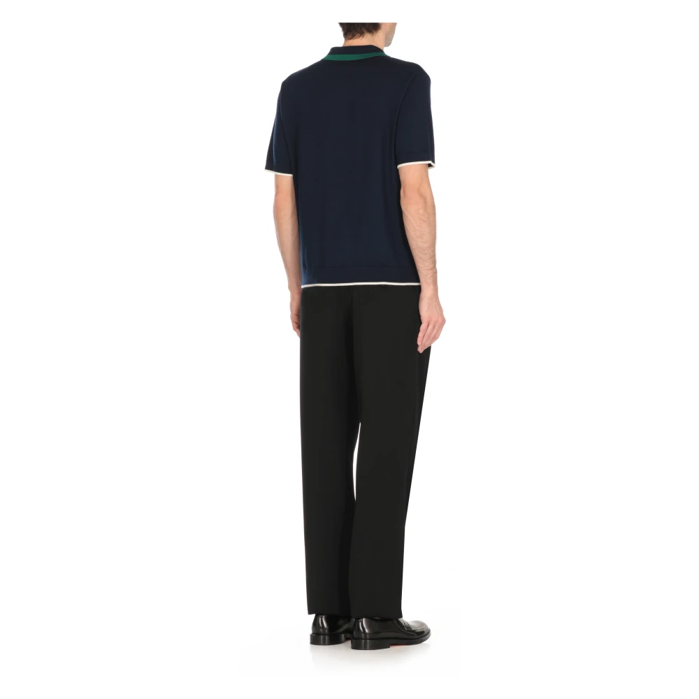 Casablanca Blauwe wollen poloshirt met rits Blue Heren