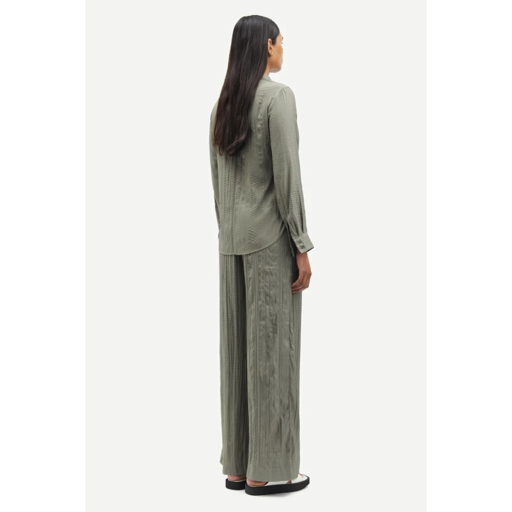 Samsøe Slim Fit Lange Mouwen Overhemd met Knopen Green Dames