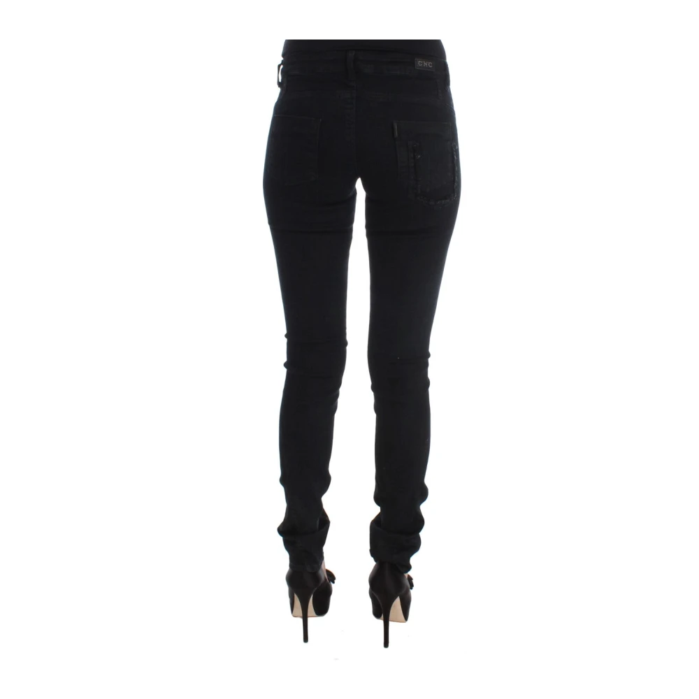 Costume National Slim Fit Designer Jeans in Zwart Black Dames