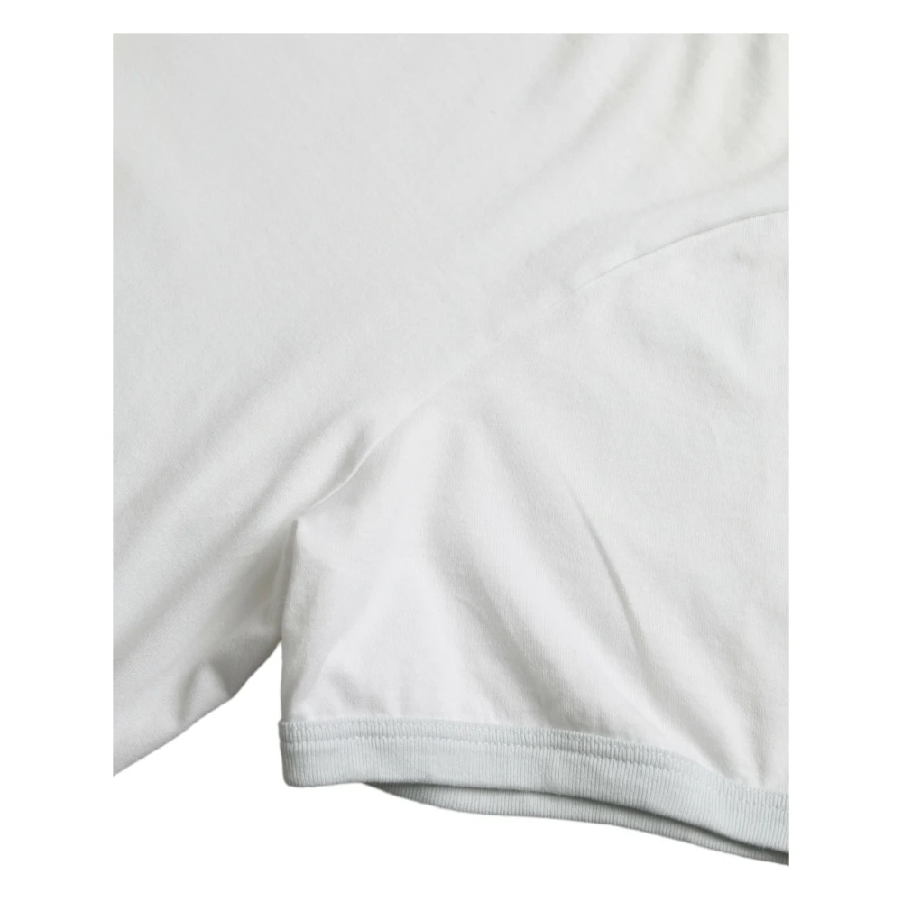 Dolce & Gabbana Wit Katoenen T-shirt met Ronde Hals en Korte Mouwen White Heren