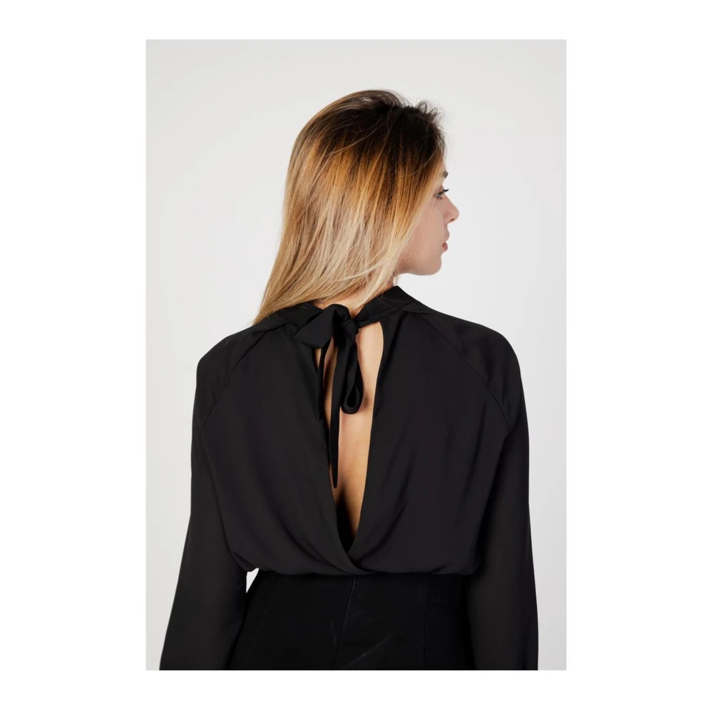Sandro Ferrone Zwarte hoge hals lange mouw blouse Black Dames