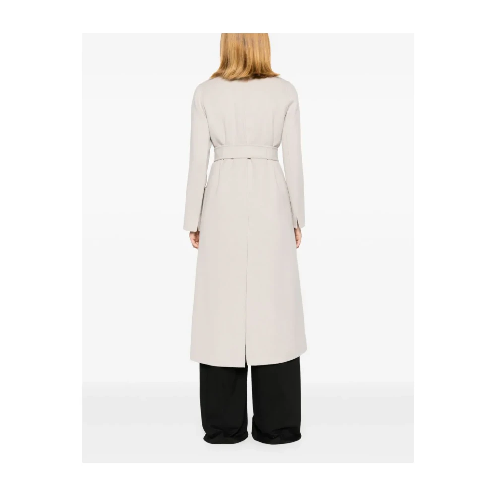 Max Mara Beige Wol Wrap Jas Wijd Uitlopende Silhouet Beige Dames