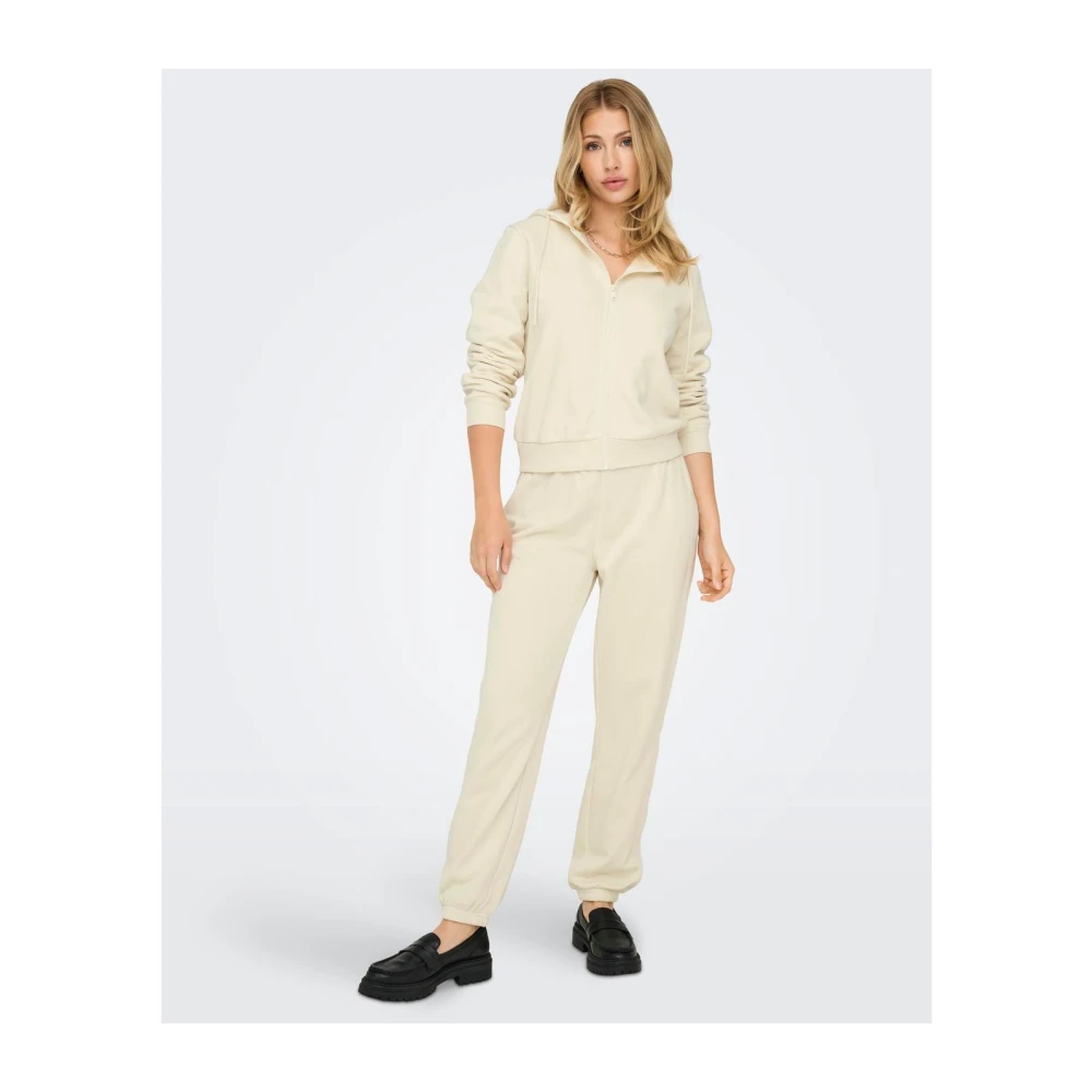 Only Hoodie met rits en lange mouwen voor dames Beige Dames