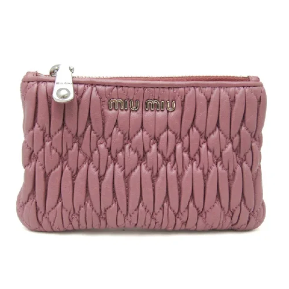 Miu Pre-owned Leather wallets Purple Dames
