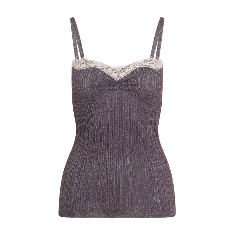 Valentino Women's Brown Lurex Knit Top - Sleeveless Tops - S - Tops