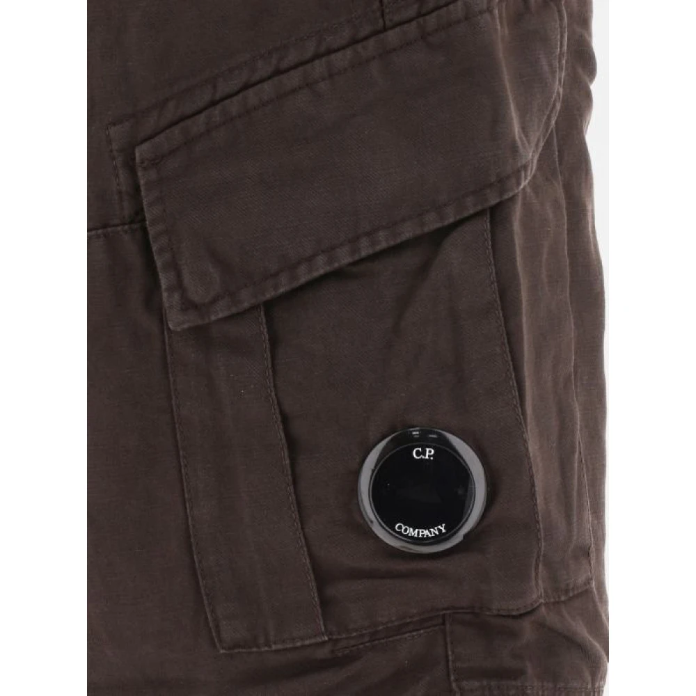 C.P. Company Zwarte Cargo Shorts met Linnenmix Black Heren