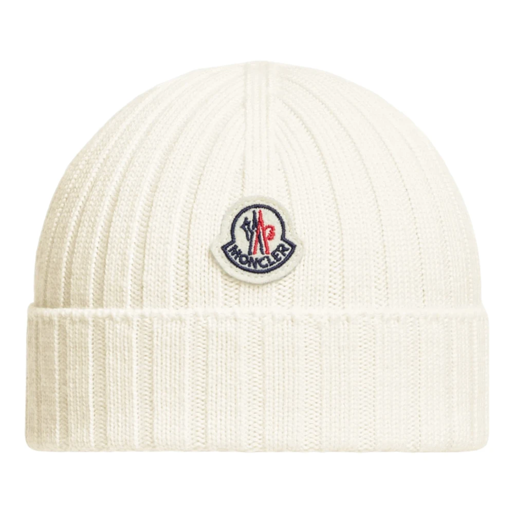 Moncler Enfant Men's Ivory Baby Wool Logo Beanie Hat In - 9 - 12 Mths - Image 2