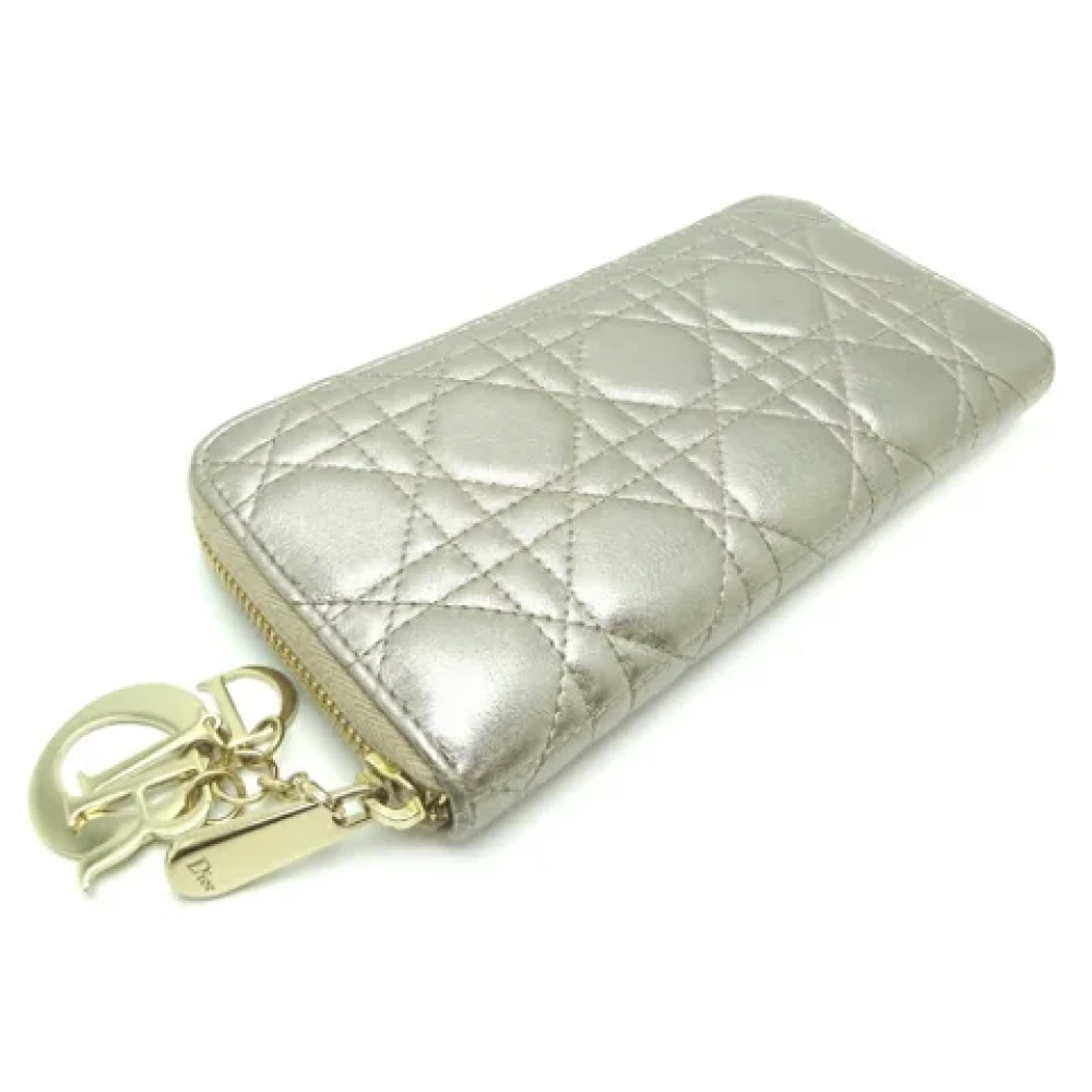 Dior Vintage Pre-owned Leather wallets Gray Dames
