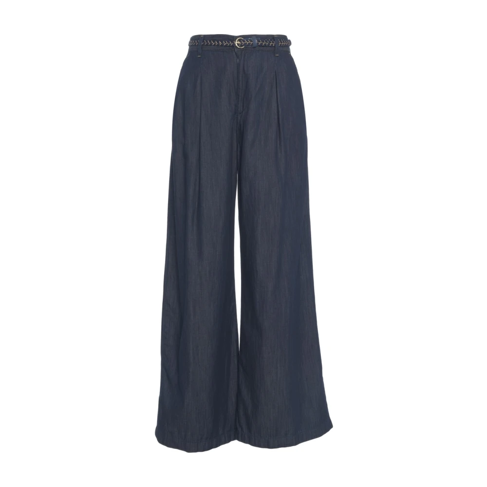 Liu Jo Women's Blue Wide Trousers, W28, Flared Denim Trousers
