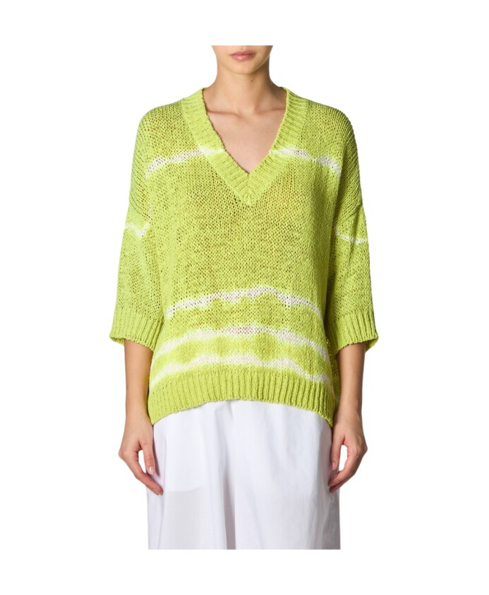 pull-en-coton-vert-degrade-col-en-v