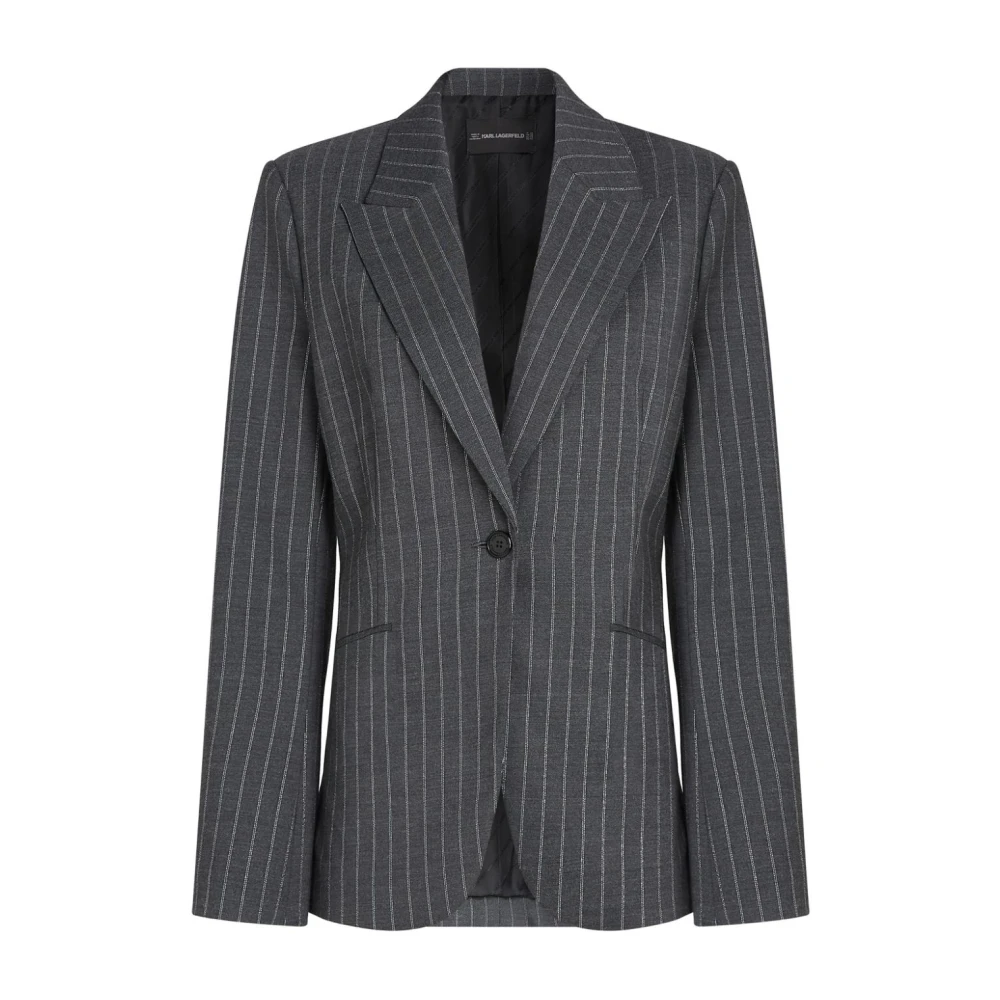 Karl Lagerfeld Americana Blazer Grijs Gestreept Zilver Gray Dames