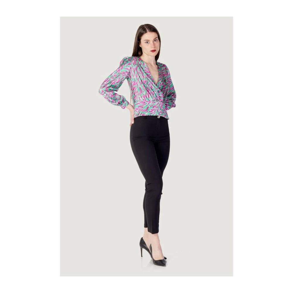 RINASCIMENTO Gedrukte blouse met V-hals en lange mouwen Multicolor Dames