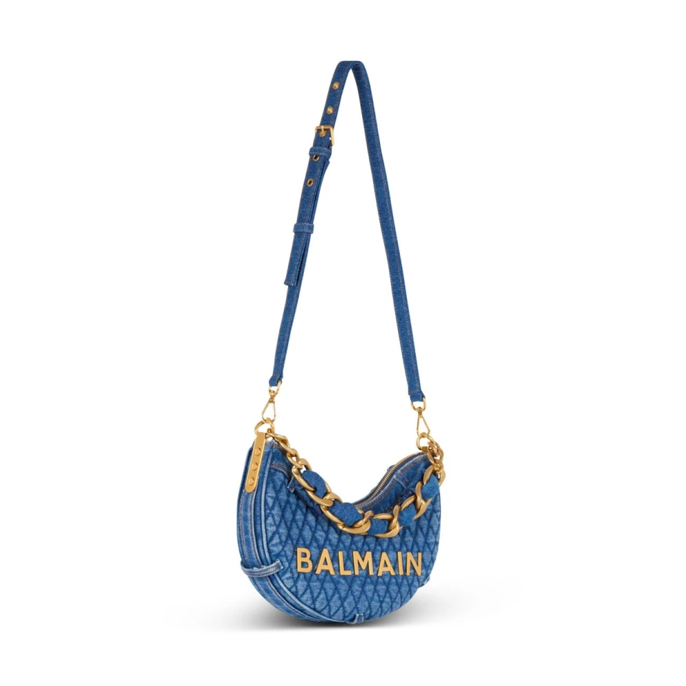 Balmain Soft Moon Denim Schoudertas Blue Dames