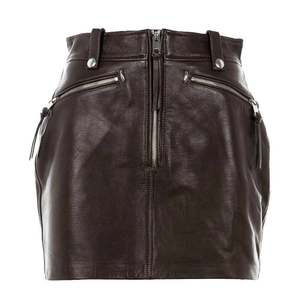 Diesel Bruine Leren Minirok Brown Dames