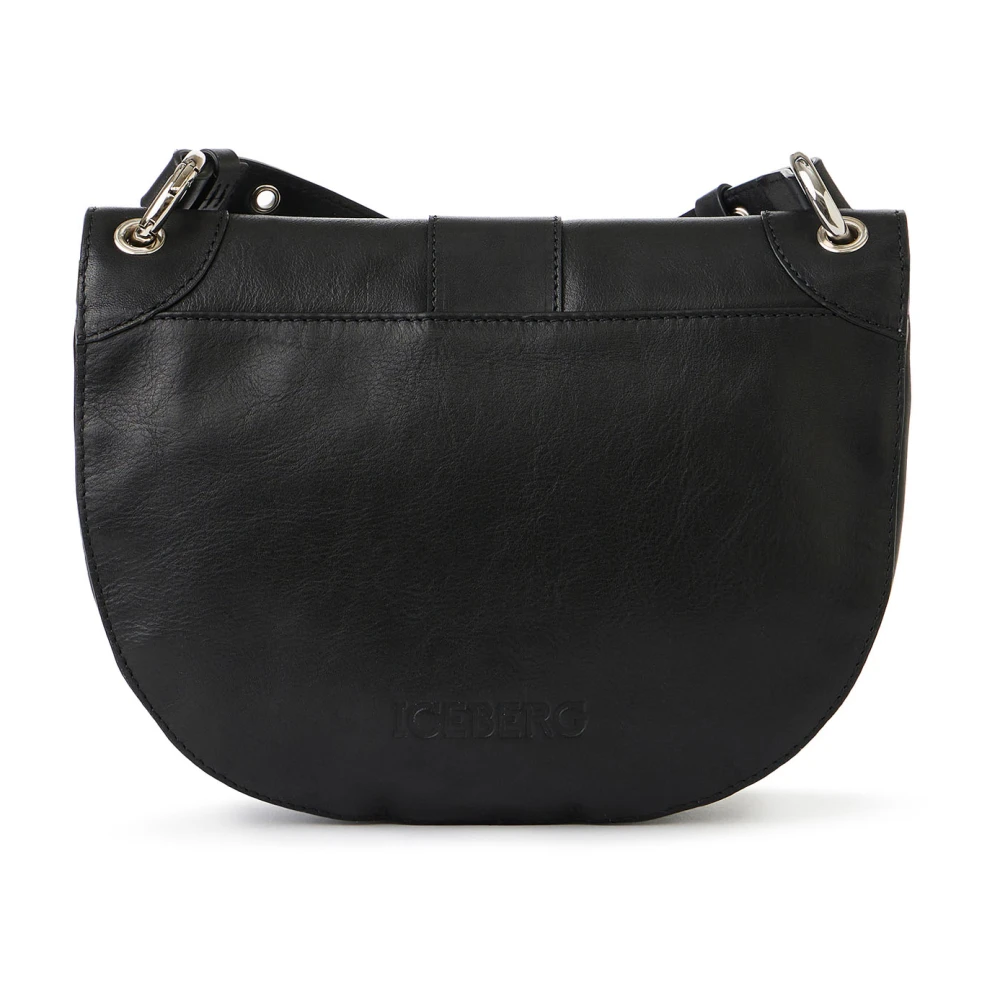 Iceberg Zwarte Lomar koeienhuid leren handtas Black Dames