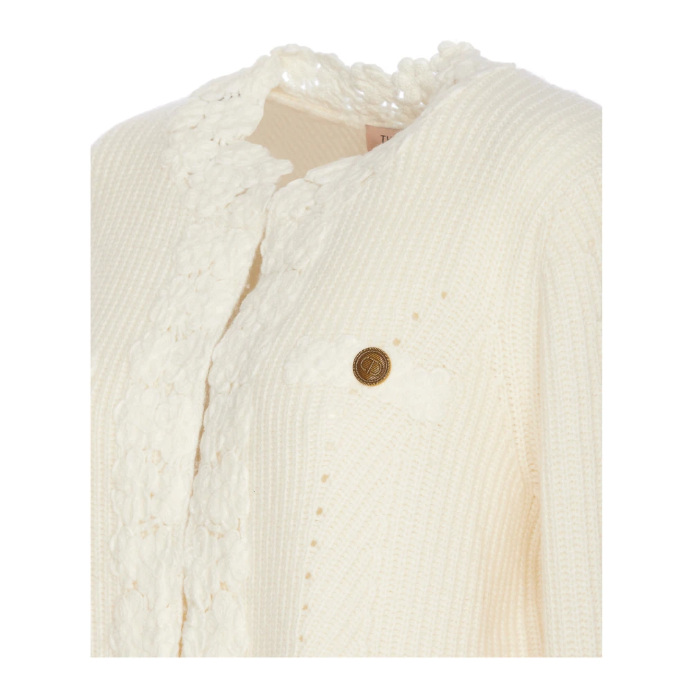 Twinset Witte Gebreide Vest met Geborduurd Detail White Dames